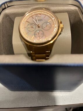 Fossil Gold-Tone Bracelet Watch with Mother-of-Pearl Dial